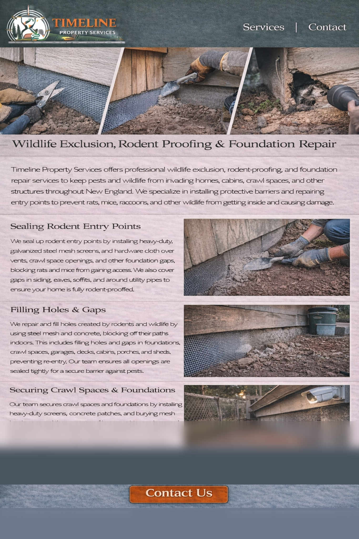 Wildlife Exclusion - Timeline Property Services